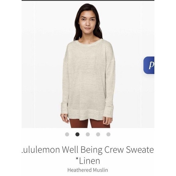 lululemon athletica Sweaters - 🍋EUC Lululemon Well Being Crew Sweater Linen Blend Heathered Muslin XL no Tag
